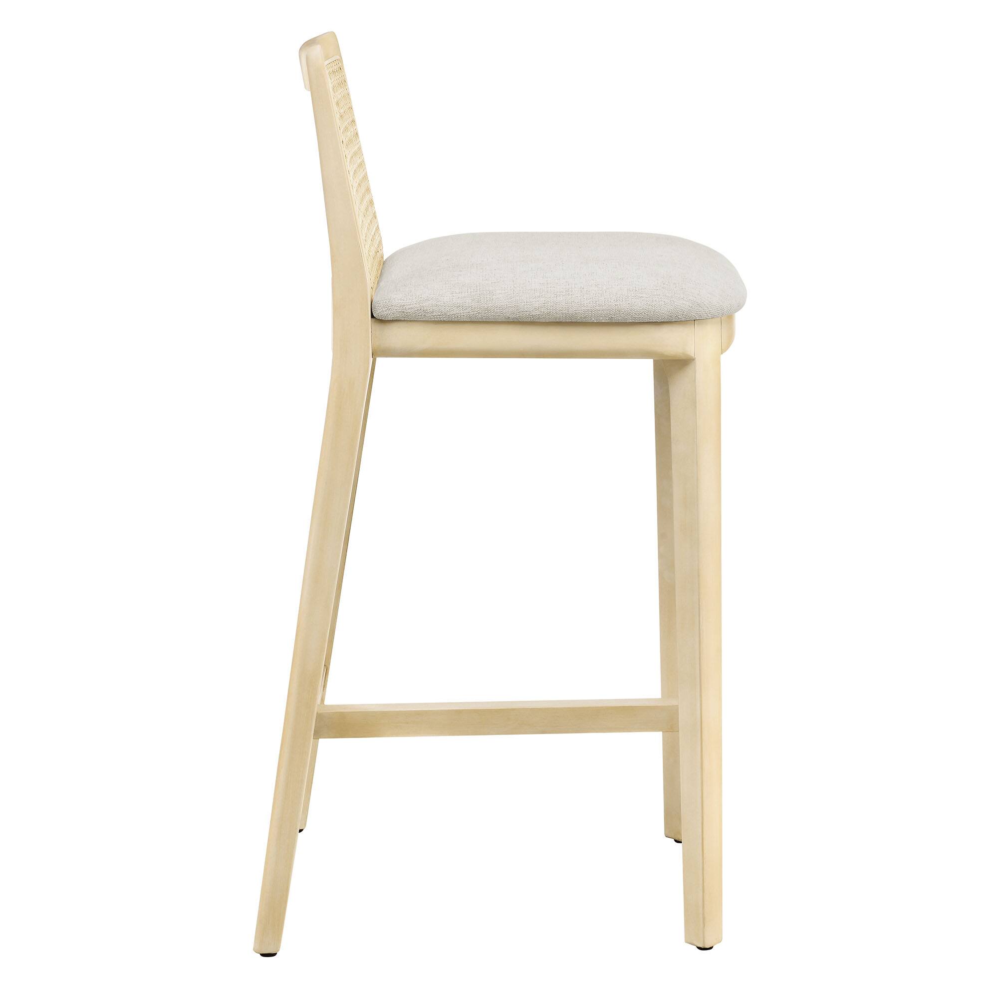 Alt View 2. Modway - Monarch Wood and Rattan Counter Stool by Modway - Antique White Natural Heathered Weave Ivory.
