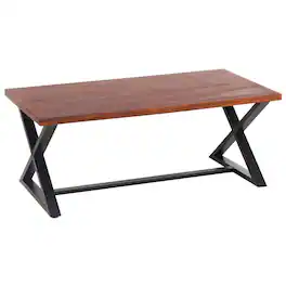 AmeriHome - Acacia Cross Leg Coffee Table - Brown/Black