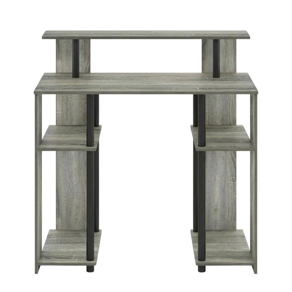 Back. BisonOffice - French Oak Grey/Black Computer Writing Desk with Modern Design, Sturdy - French Oak Grey/Black.