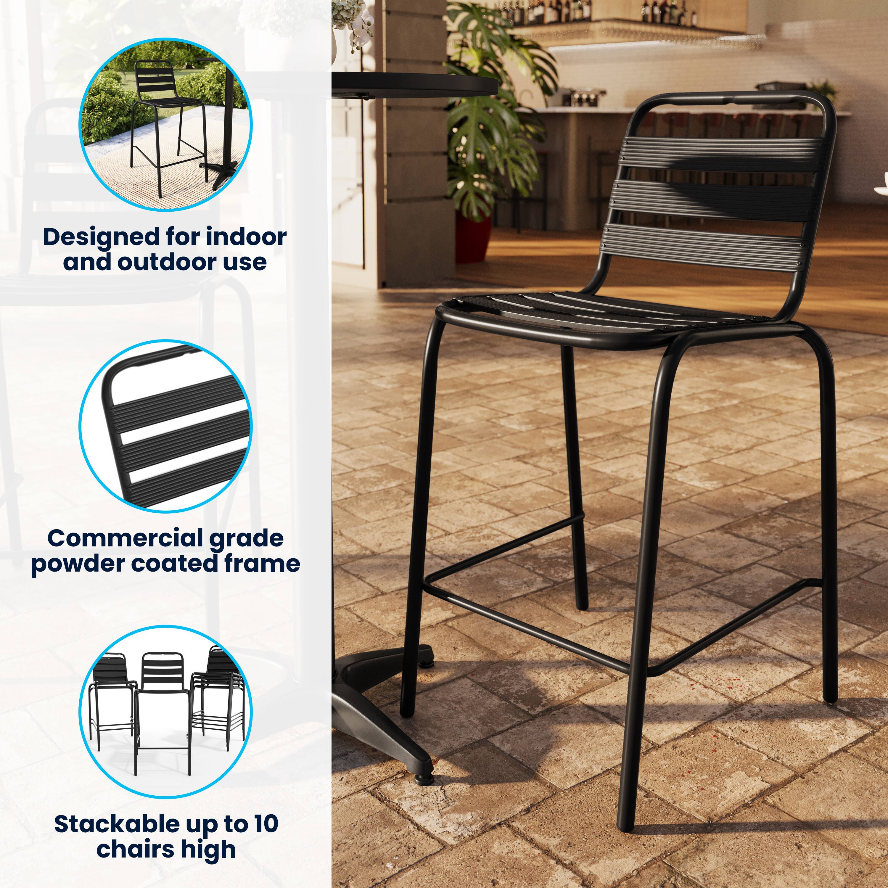 Designed for indoor and outdoor use  
Commercial grade powder coated frame  
Stackable up to 10 chairs high