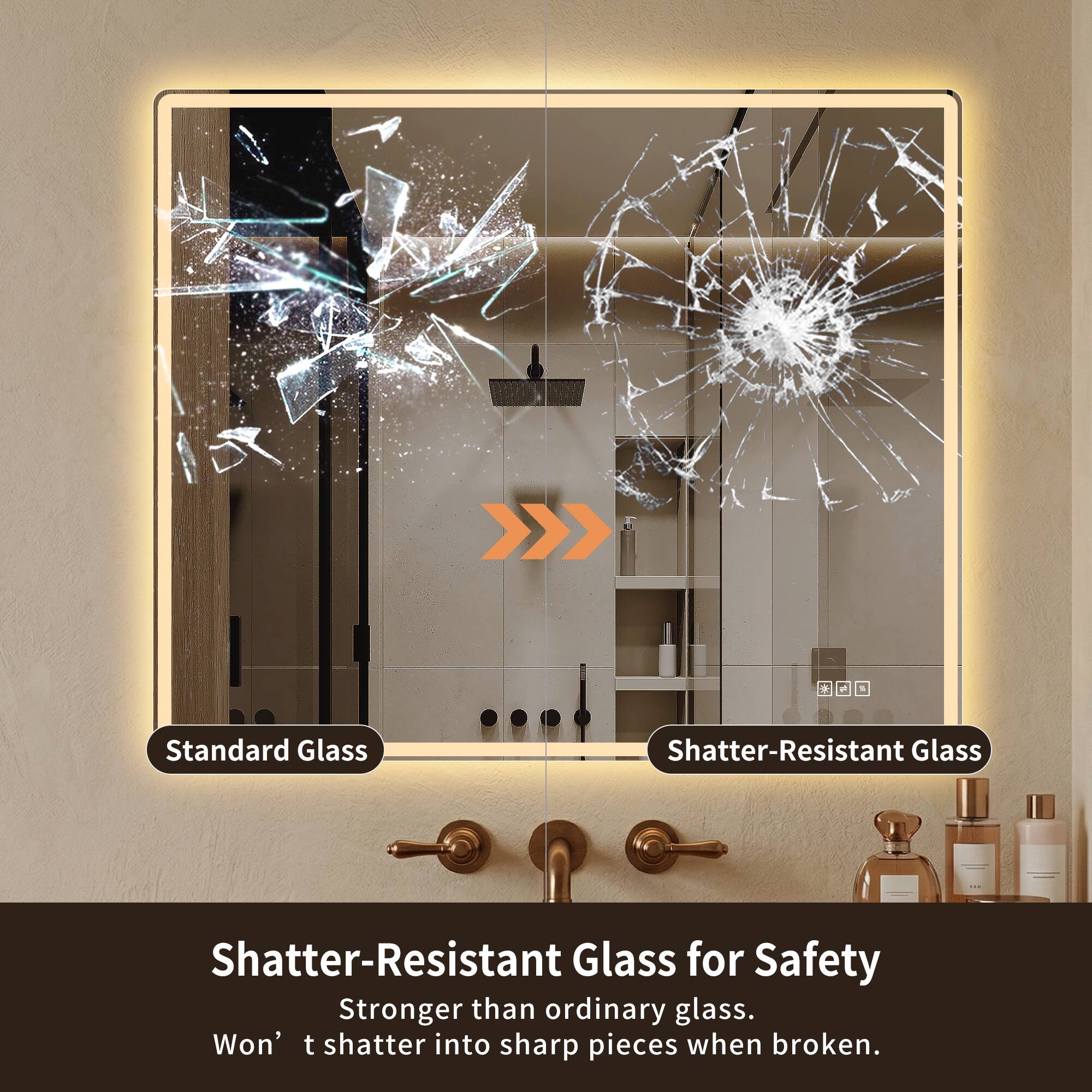 2 Standard Glass Shatter-Resistant Glass for Safety Stronger than ordinary glass. Won't shatter into sharp pieces when broken.