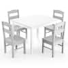 Front. Costway - Costway Kids 5 Piece Table & Chair Set Wooden Children Activity Playroom Furniture Gift - White,Gray.