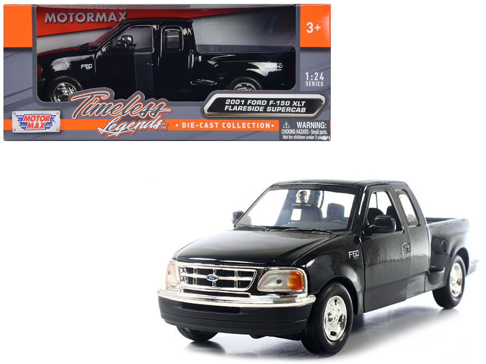 2001 Ford F-150 XLT Flareside Supercab Pickup Truck Black 1/24 Diecast Car Model by Motormax price history on PriceWatchPro