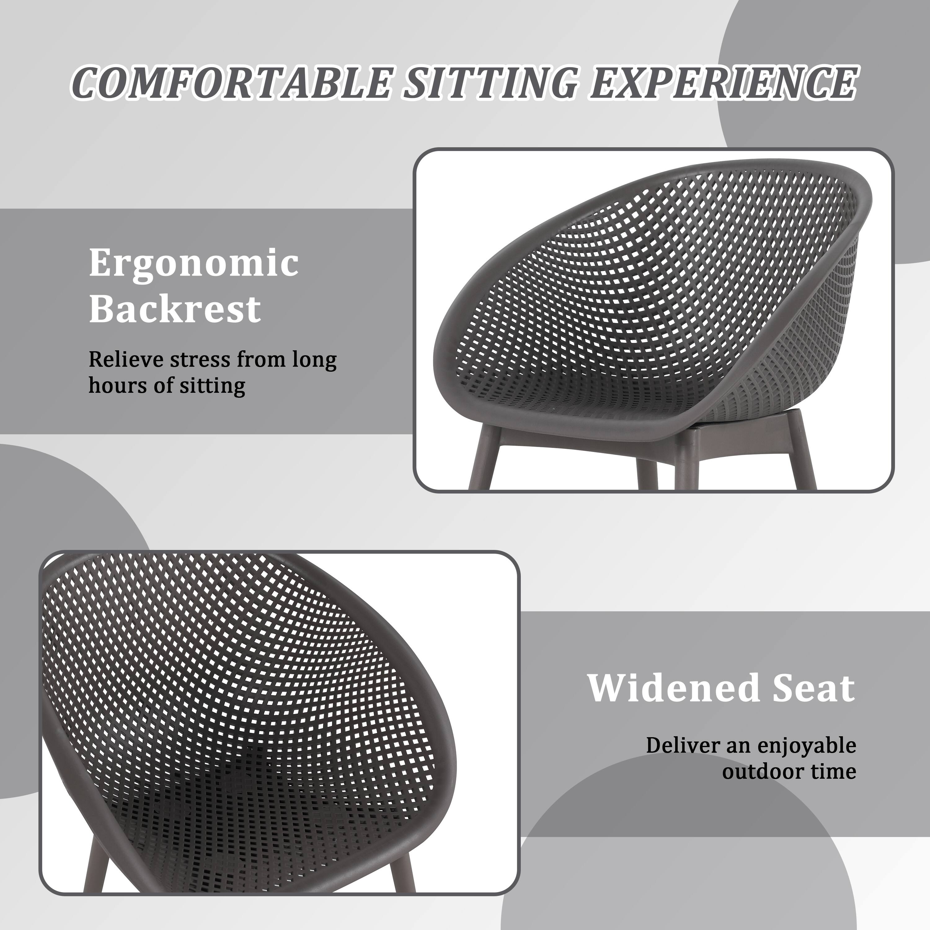 COMFORTABLE SITTING EXPERIENCE

Ergonomic Backrest  
Relieve stress from long hours of sitting

Widened Seat  
Deliver an enjoyable outdoor time