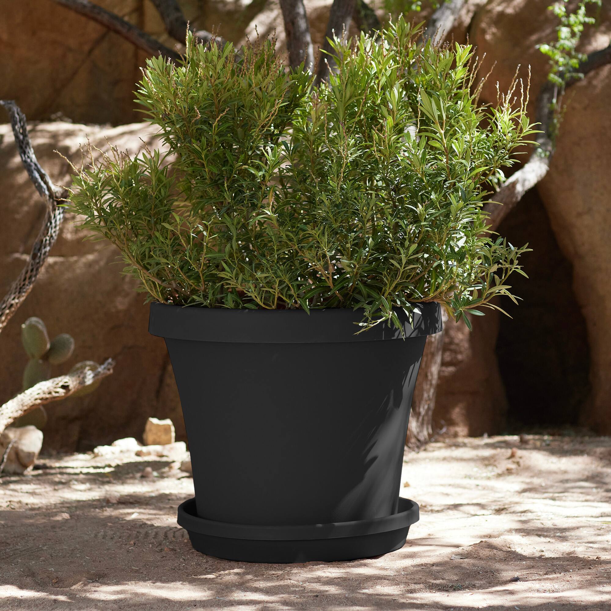 Alt View 1. Bloem - Black 24" - Terra Pot Planter.