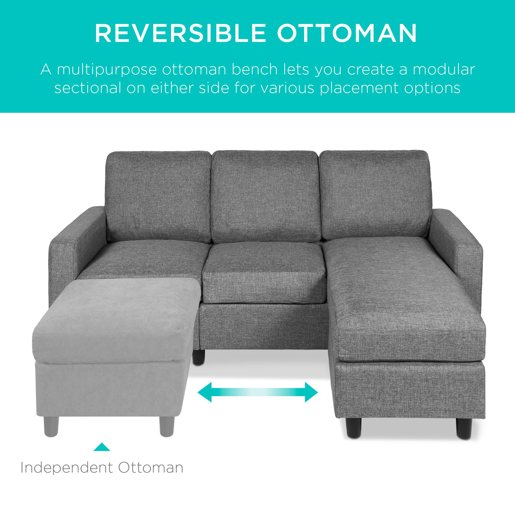 REVERSIBLE OTTOMAN  
A multipurpose ottoman bench lets you create a modular sectional on either side for various placement options  
Independent Ottoman