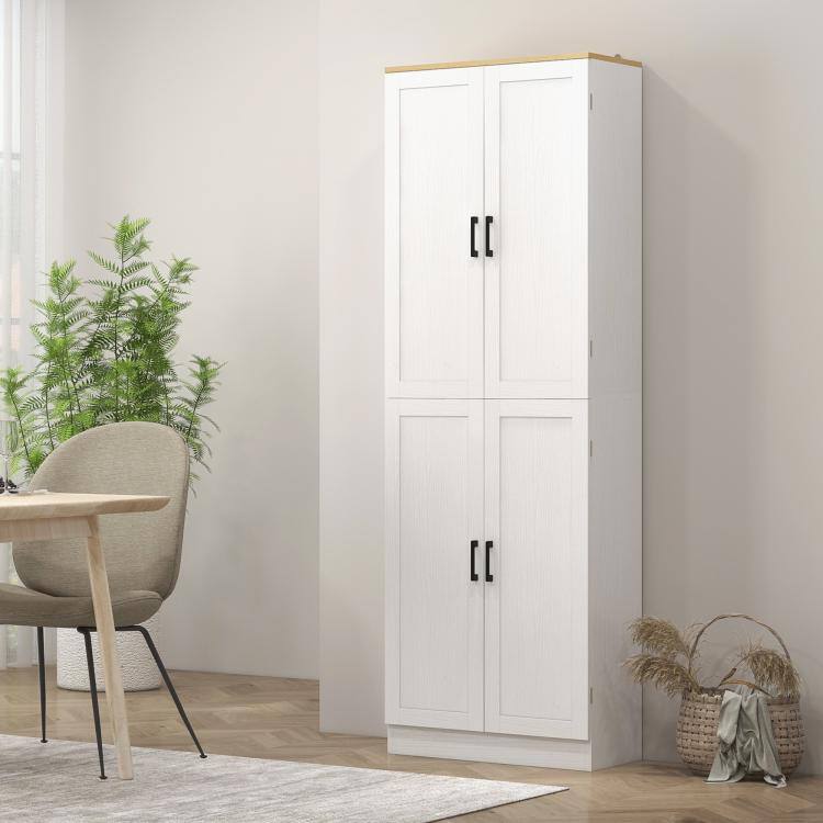 Alt View 9. PULUZ - Freestanding Kitchen Pantry, 4-Door Kitchen Pantry Cabinet with Adjustable Shelves and Doors - White.