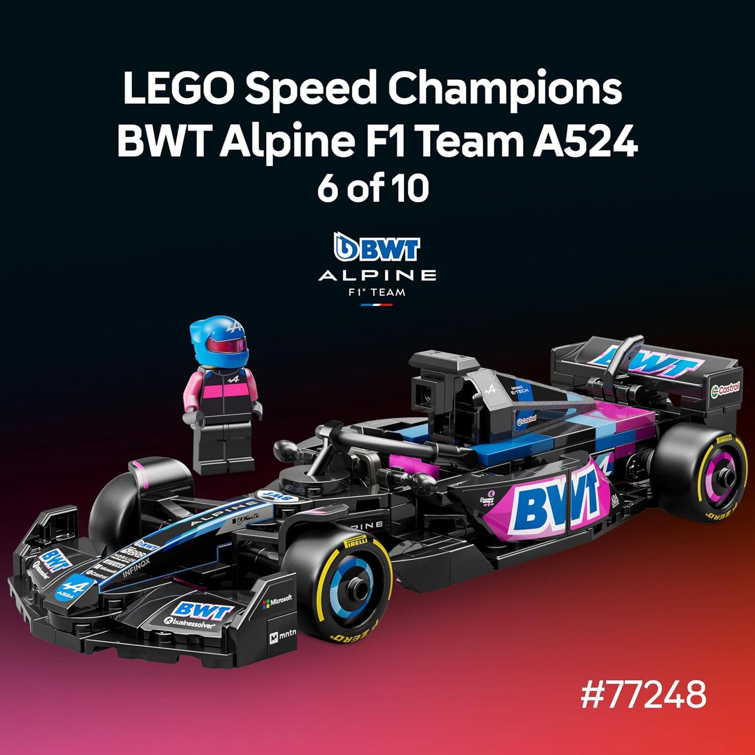 LEGO Speed Champions  
BWT Alpine F1 Team A524  
6 of 10  

BWT ALPINE F1 TEAM  

#77248