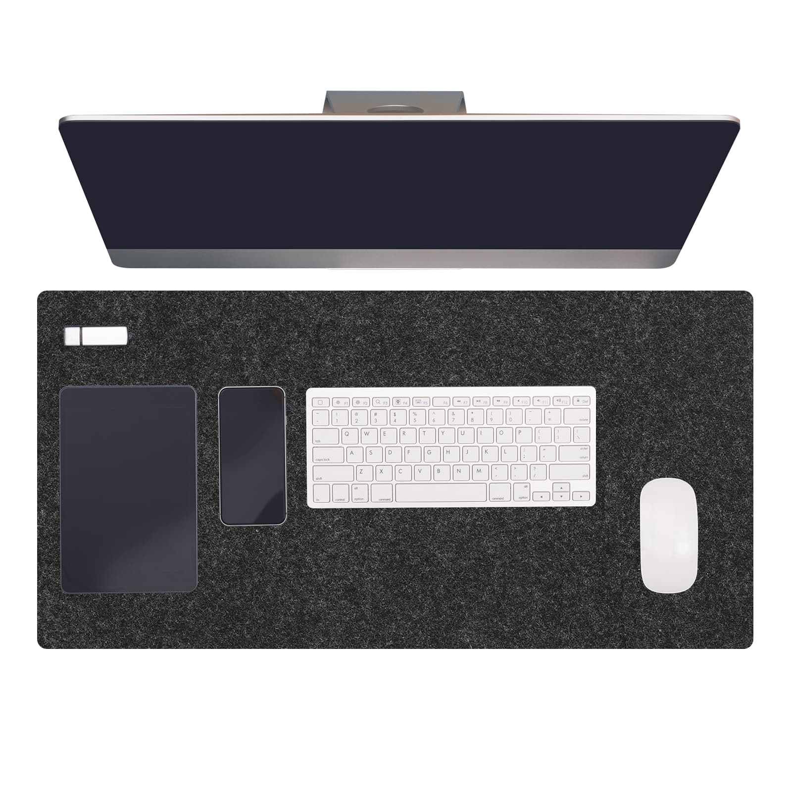 Unique Bargains - 31.5" x 15.7" Large Felt Desk Pad, Upgrade Non-Slip Mat Full Table Pad for Laptop Computer Writing Desk Gaming Home - Dark Gray