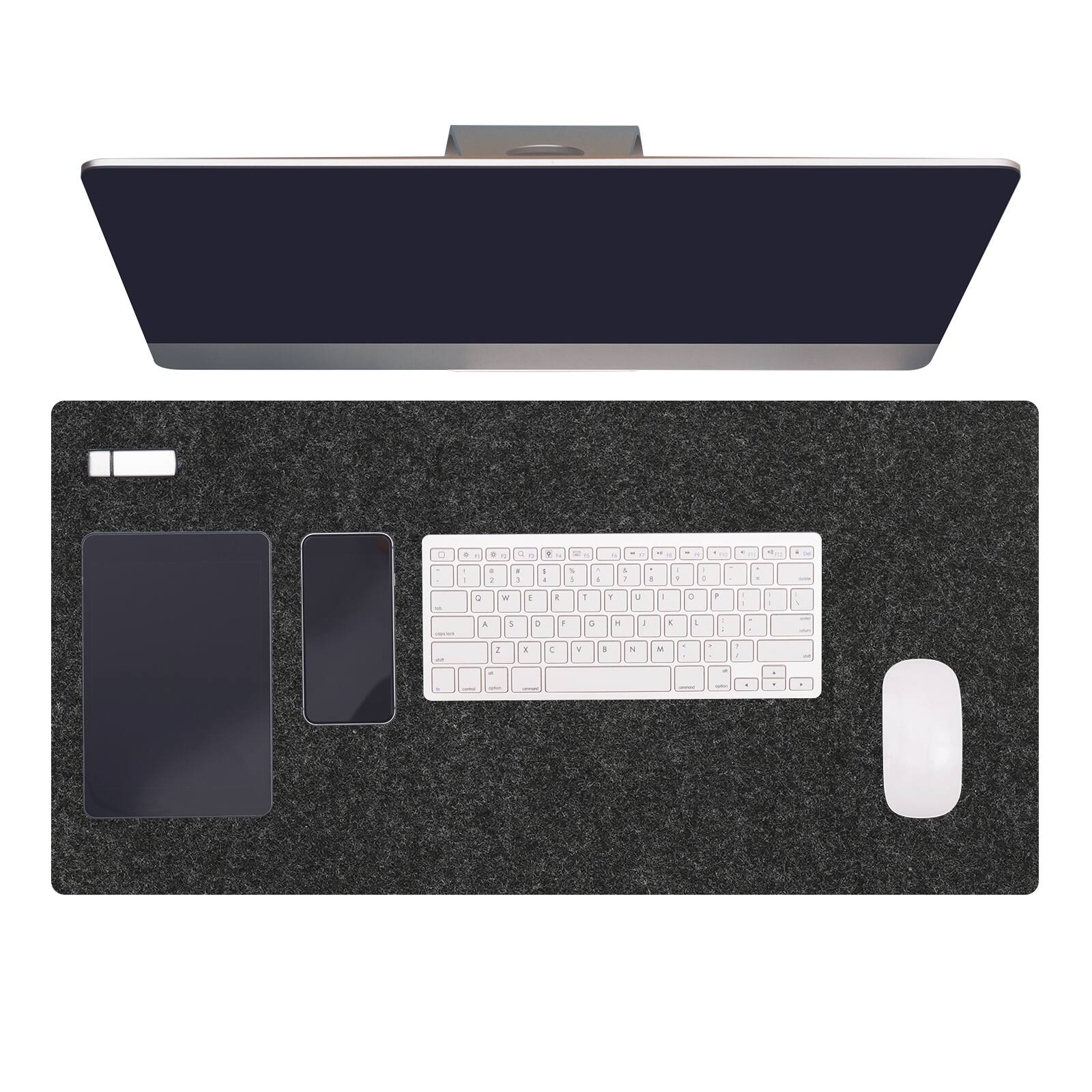 Front. Unique Bargains - 31.5" x 15.7" Large Felt Desk Pad, Upgrade Non-Slip Mat Full Table Pad for Laptop Computer Writing Desk Gaming Home - Dark Gray.