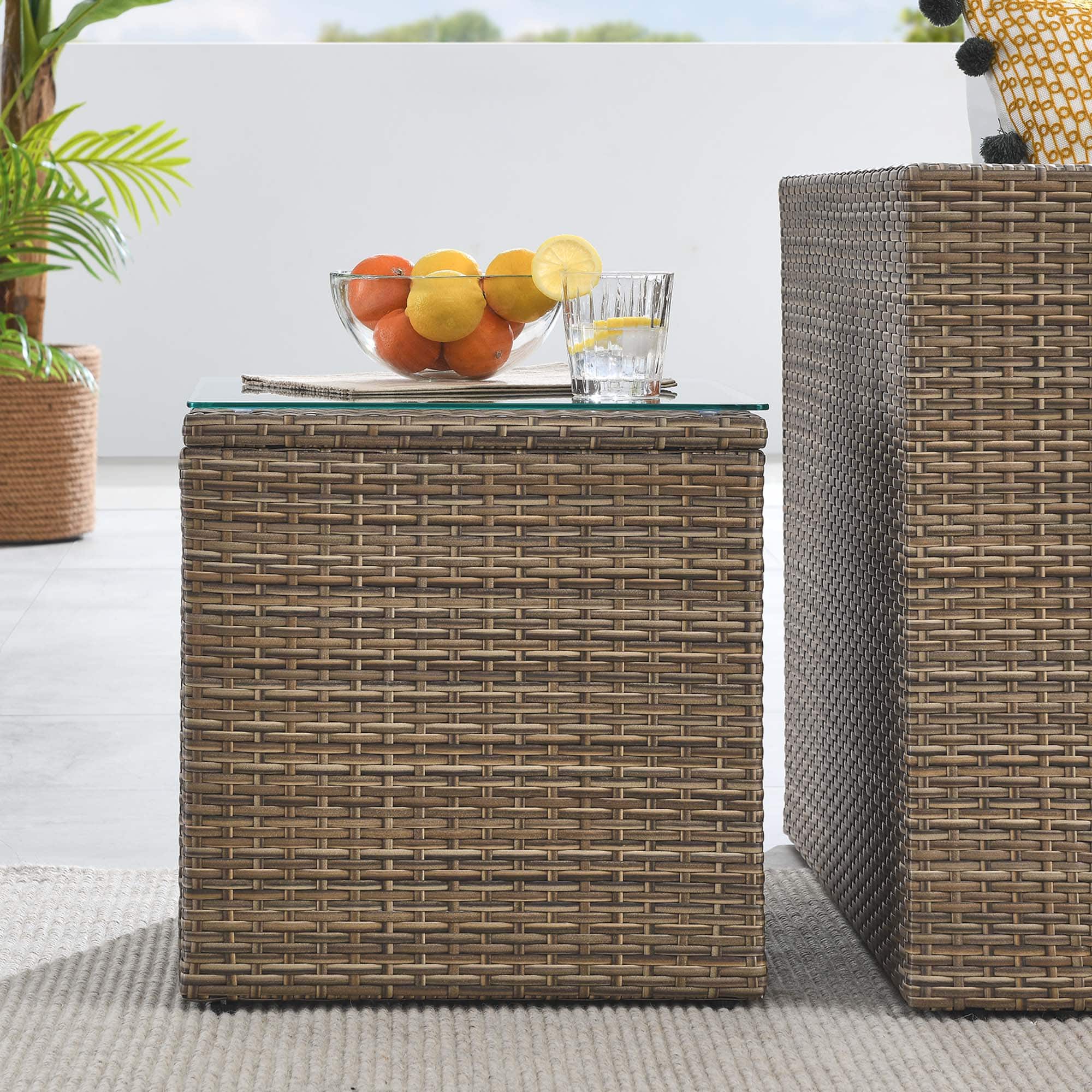 Convene Outdoor Patio Side Table by Modway - Brown