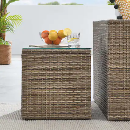 Front. Modway - Convene Outdoor Patio Side Table by Modway - Brown.