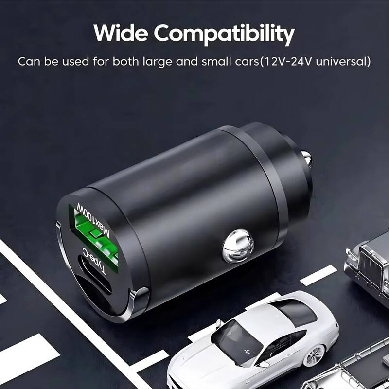 Wide Compatibility  
Can be used for both large and small cars (12V-24V universal)  
Max 100W  
Type-C