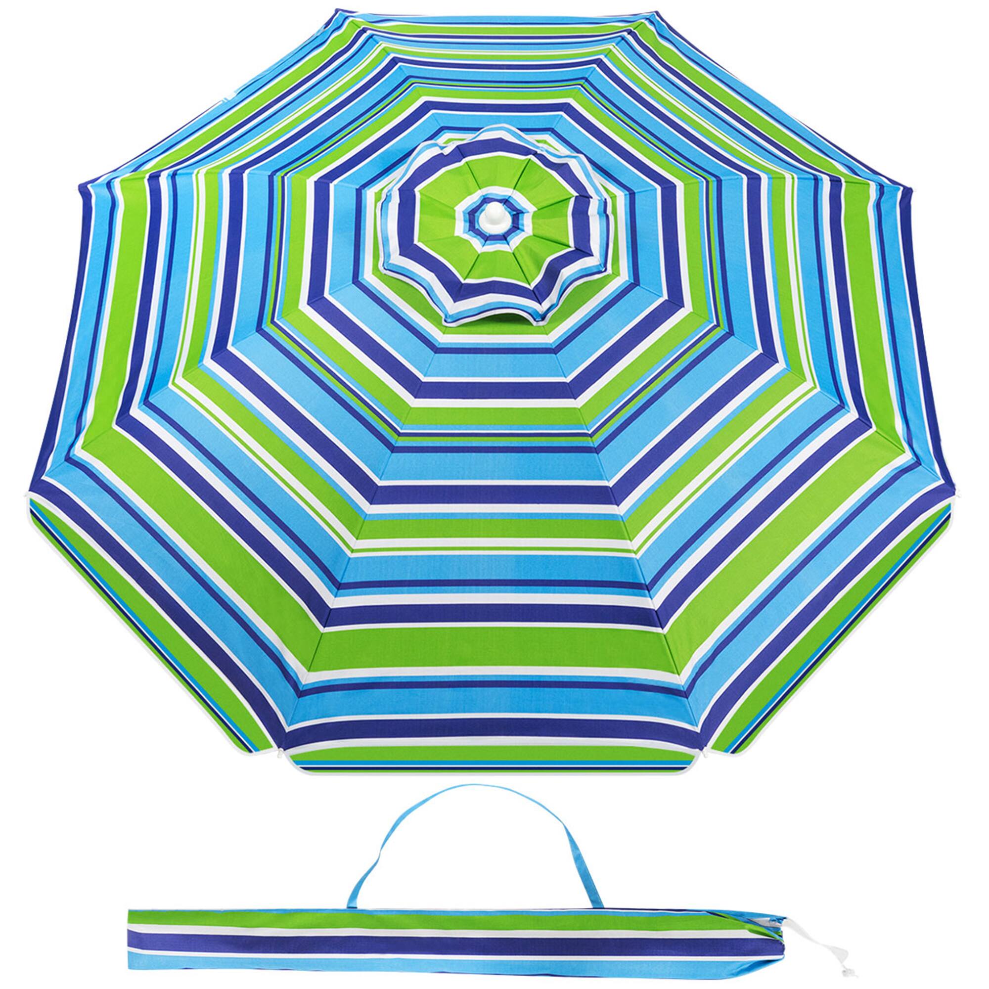 Alt View 5. Gymax - Gymax 6.5Ft Beach Umbrella w/ Tilt Mechanism Sand Anchor Carrying Bag Blue + Green - Blue + Green.