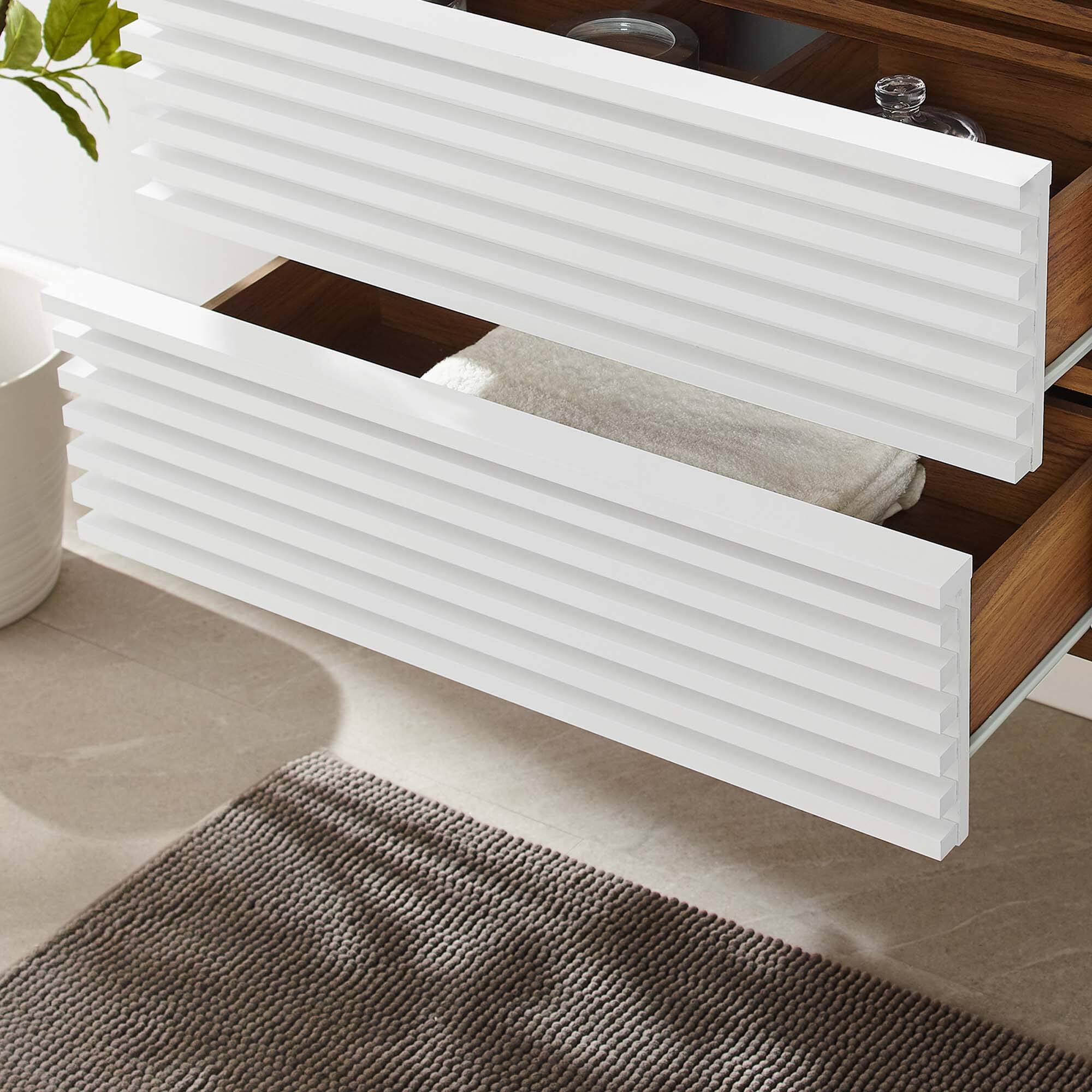 Back. Modway - Render Wall-Mount Bathroom Cabinet Basin Not Included - White Walnut.