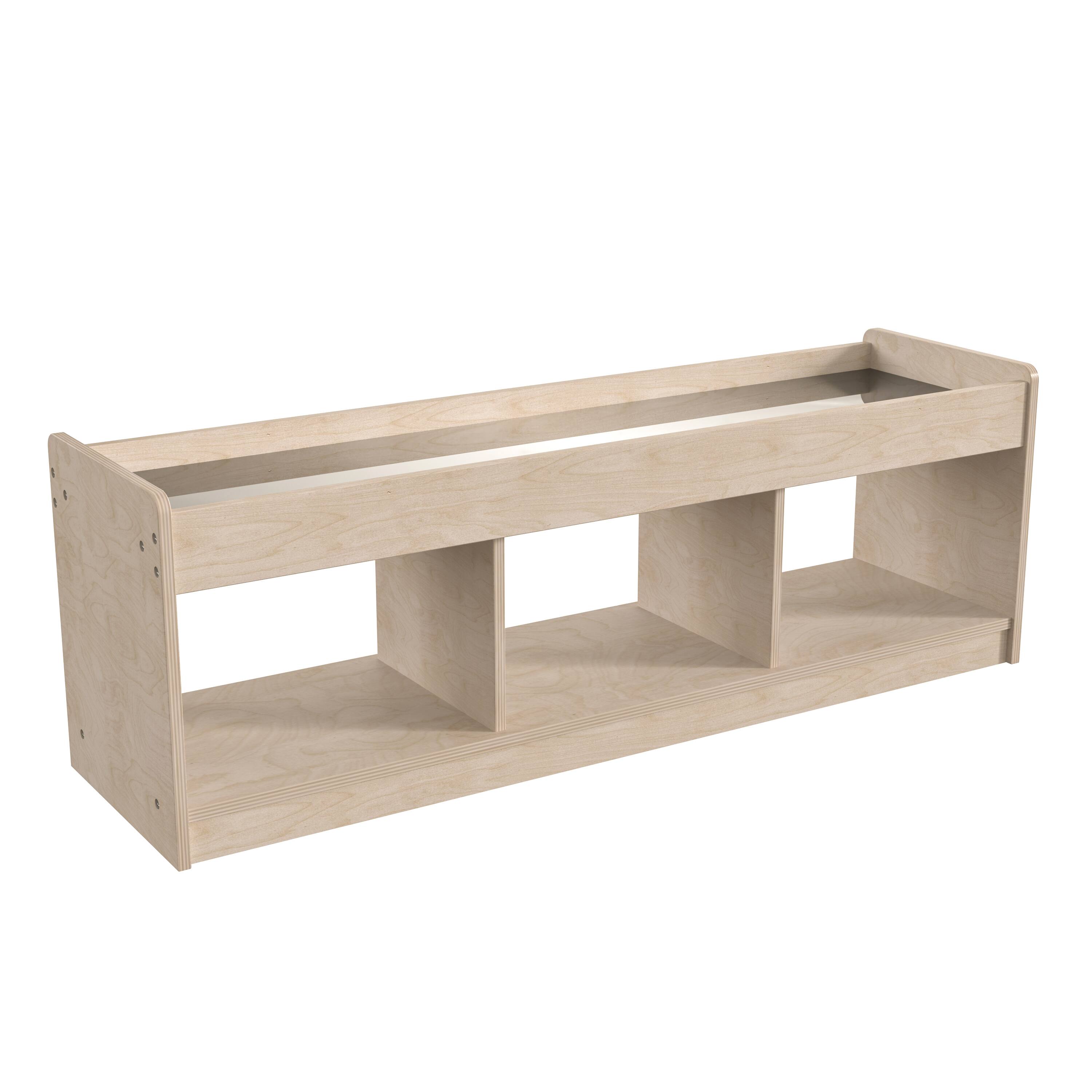 Front. Flash Furniture - Bright Beginnings Commercial Grade Modular Wooden Classroom 2 Sided, 3 Section, Open Storage Unit with Mirrored Bookcase - Natural.