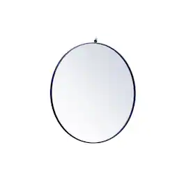 Elegant Decor - Metal Frame Round Mirror With Decorative Hook 39 Inch In - Blue