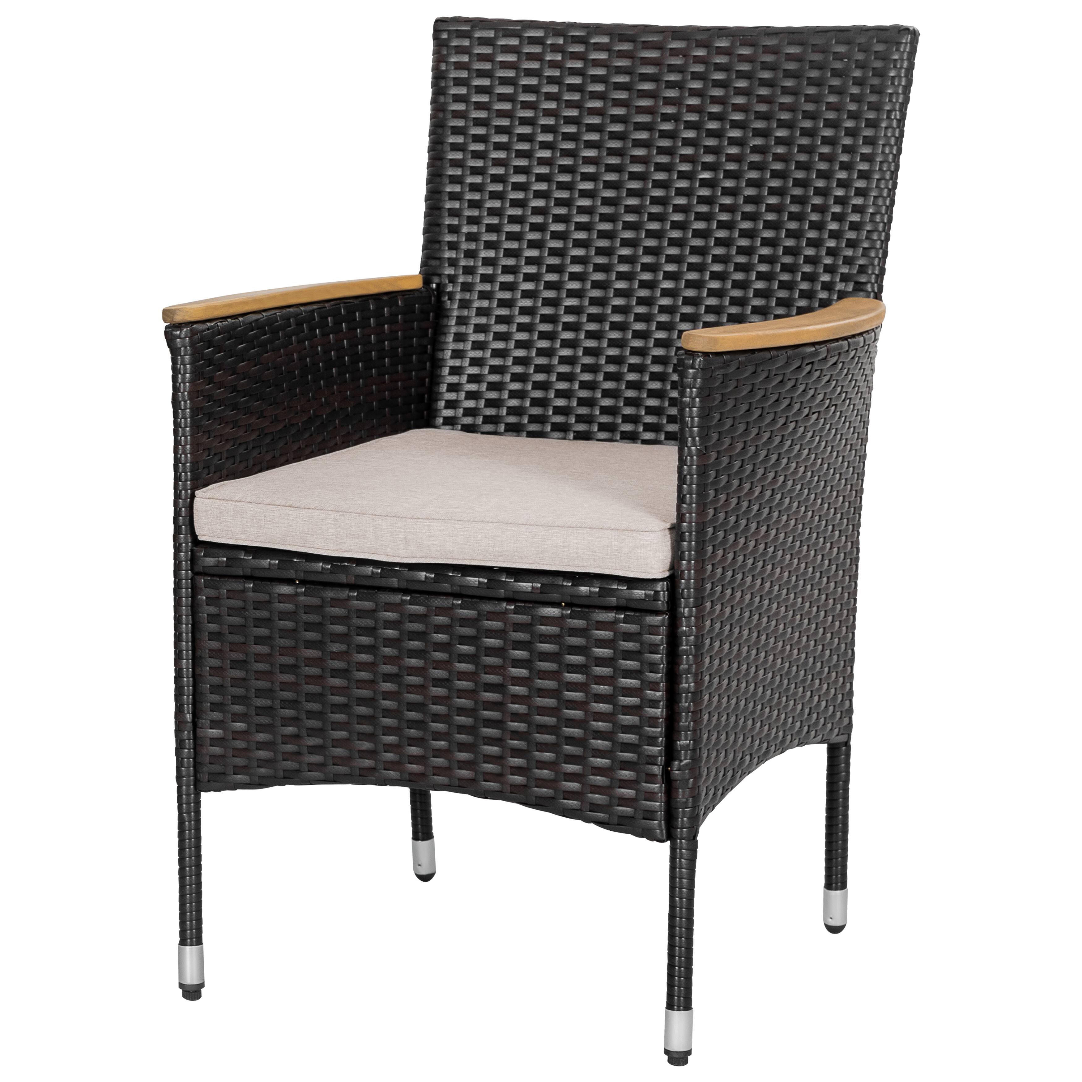 Alt View 8. Nuu Garden - 5-Piece Acacia Wood Wicker Patio Dining Set with Cushions - Black.