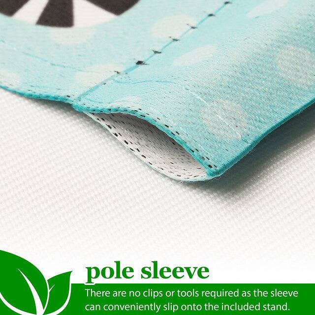 pole sleeve  
There are no clips or tools required as the sleeve can conveniently slip onto the included stand.