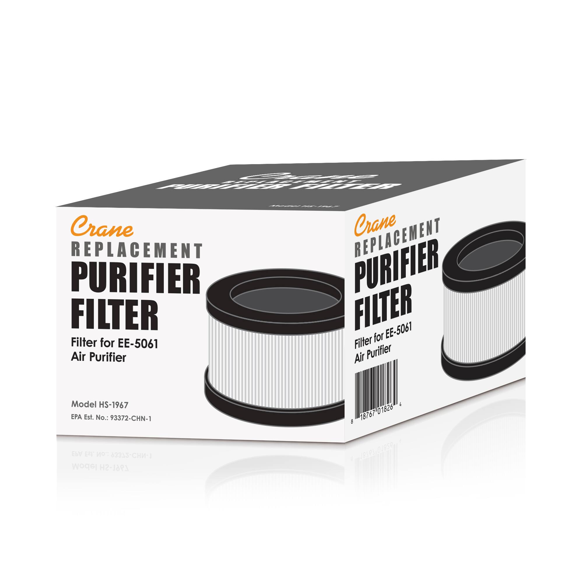 Crane Replacement Purifier Filter  
Filter for EE-5061 Air Purifier  
Model HS-1967  
EPA Est. No.: 93372-CHN-1