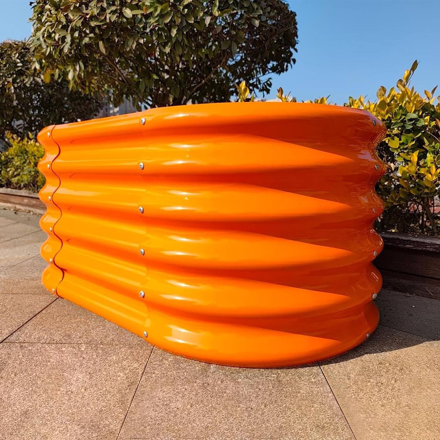 Alt View 1. A Anleolife - 3-Pack Kids Mini Orange Metal Oval Raised Garden Bed Planter Box for Vegetables (40 in. L x 24 in. W x 18 in. H) - Orange.