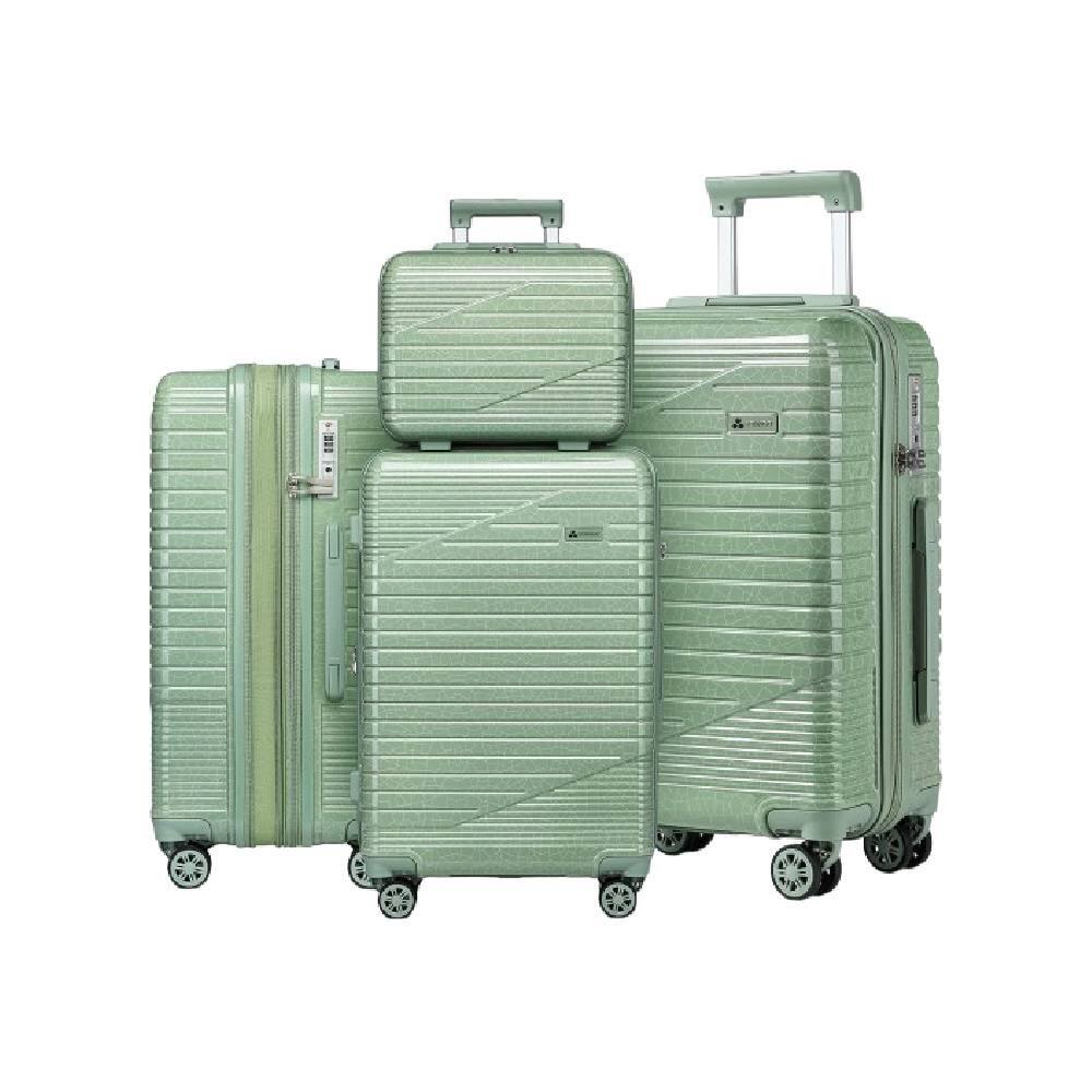Front. Circus Cirle - Circus Cirle 4-Piece Geyao Green Expandable Luggage Set - Green.