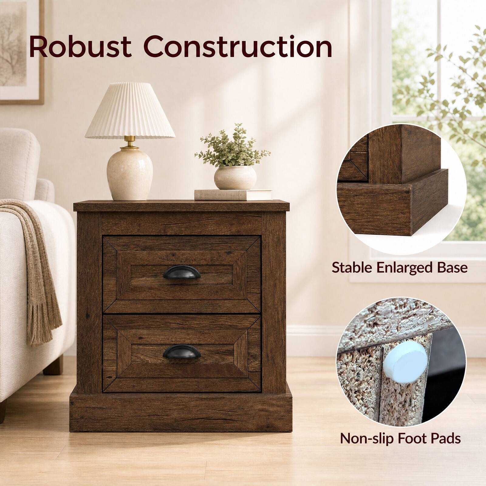 Robust Construction

Stable Enlarged Base
Non-slip Foot Pads