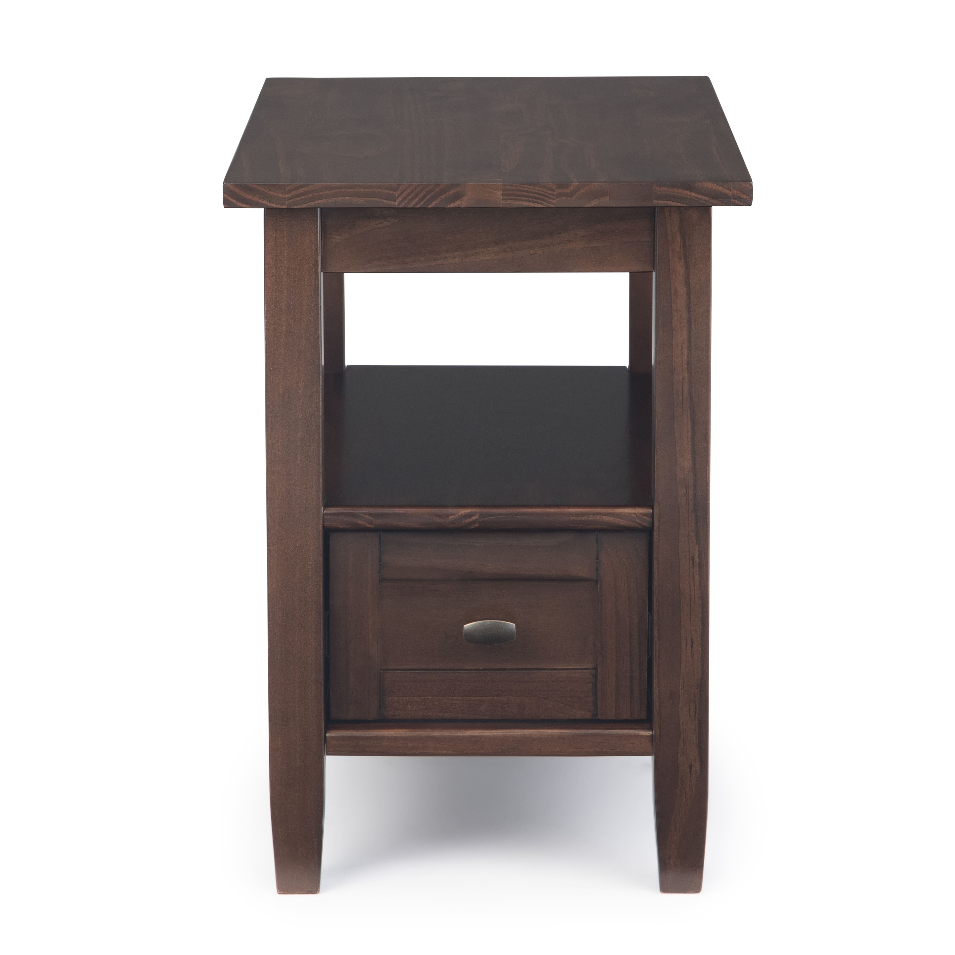 Left. Simpli Home - Warm Shaker Narrow Side Table - Tobacco Brown.