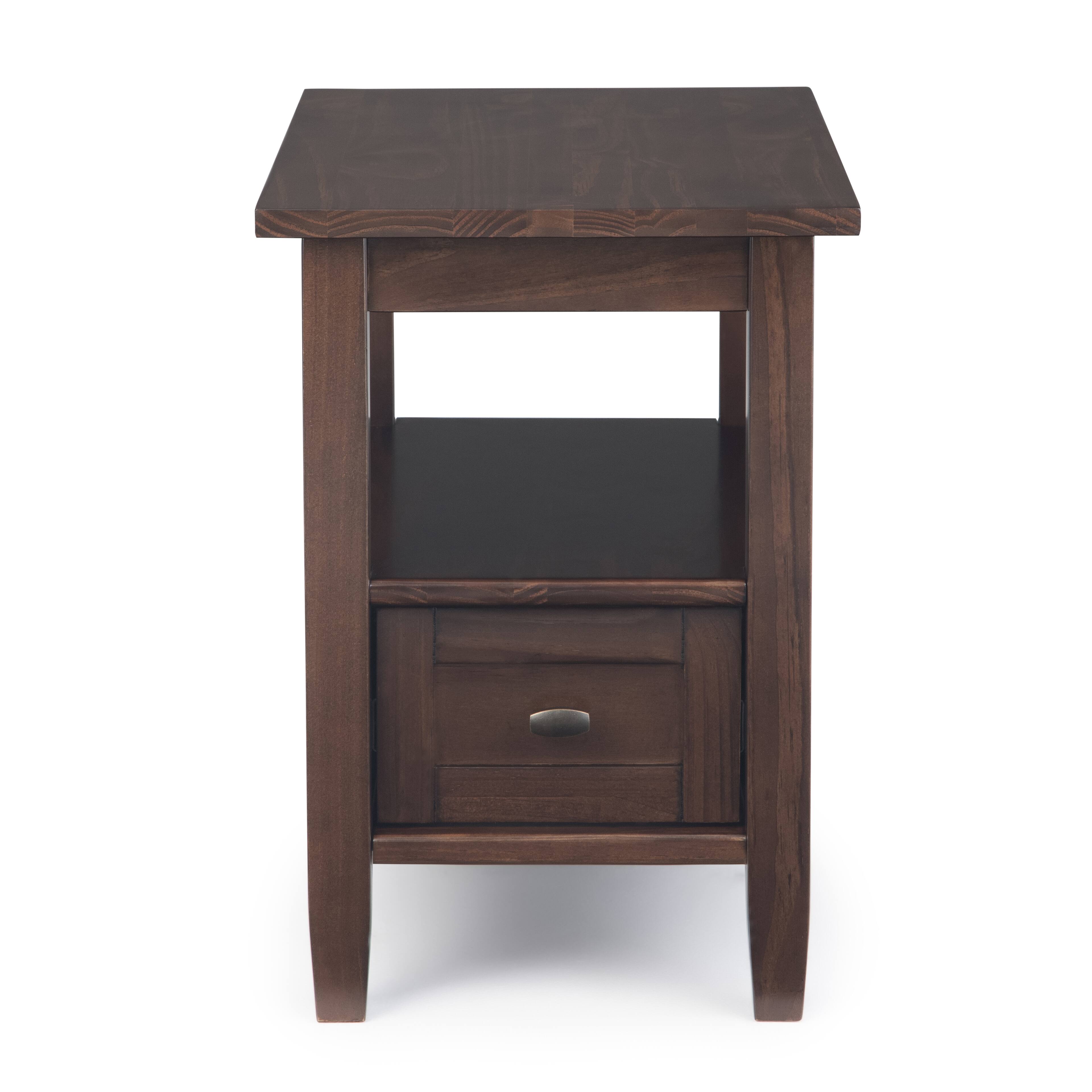 Left. Simpli Home - Warm Shaker Narrow Side Table - Tobacco Brown.