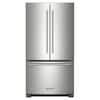 Front. KitchenAid - KitchenAid - 20 cu. ft. 36-Inch Width Counter-Depth French Door Refrigerator with Interior Dispense .- Stainless Steel - Stainless Steel.