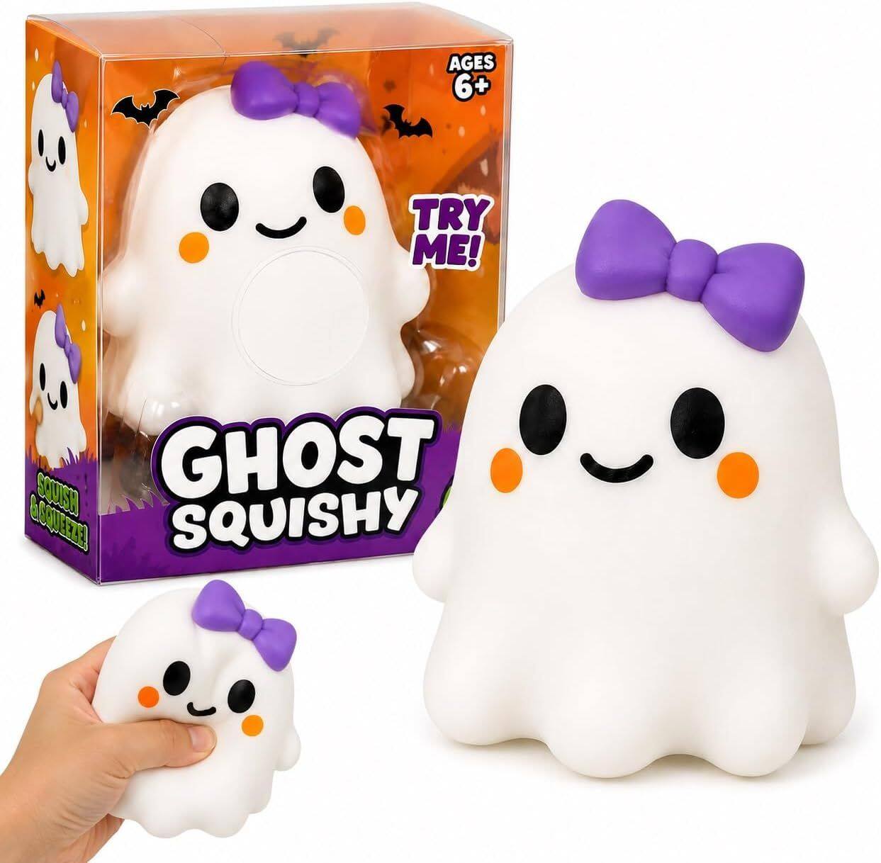 AGES 6+  
TRY ME!  
SQUISH GHOST & SQUEEZE!  
GHOST SQUISHY