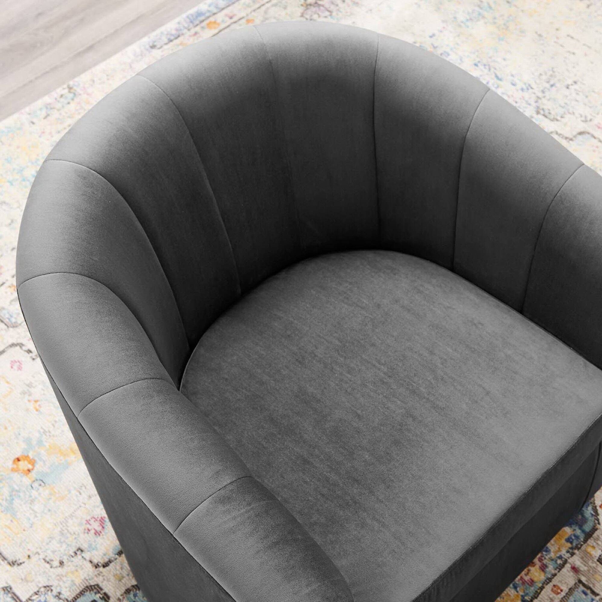 Alt View 4. Modway - Prospect Performance Velvet Swivel Armchair by Modway - Black.