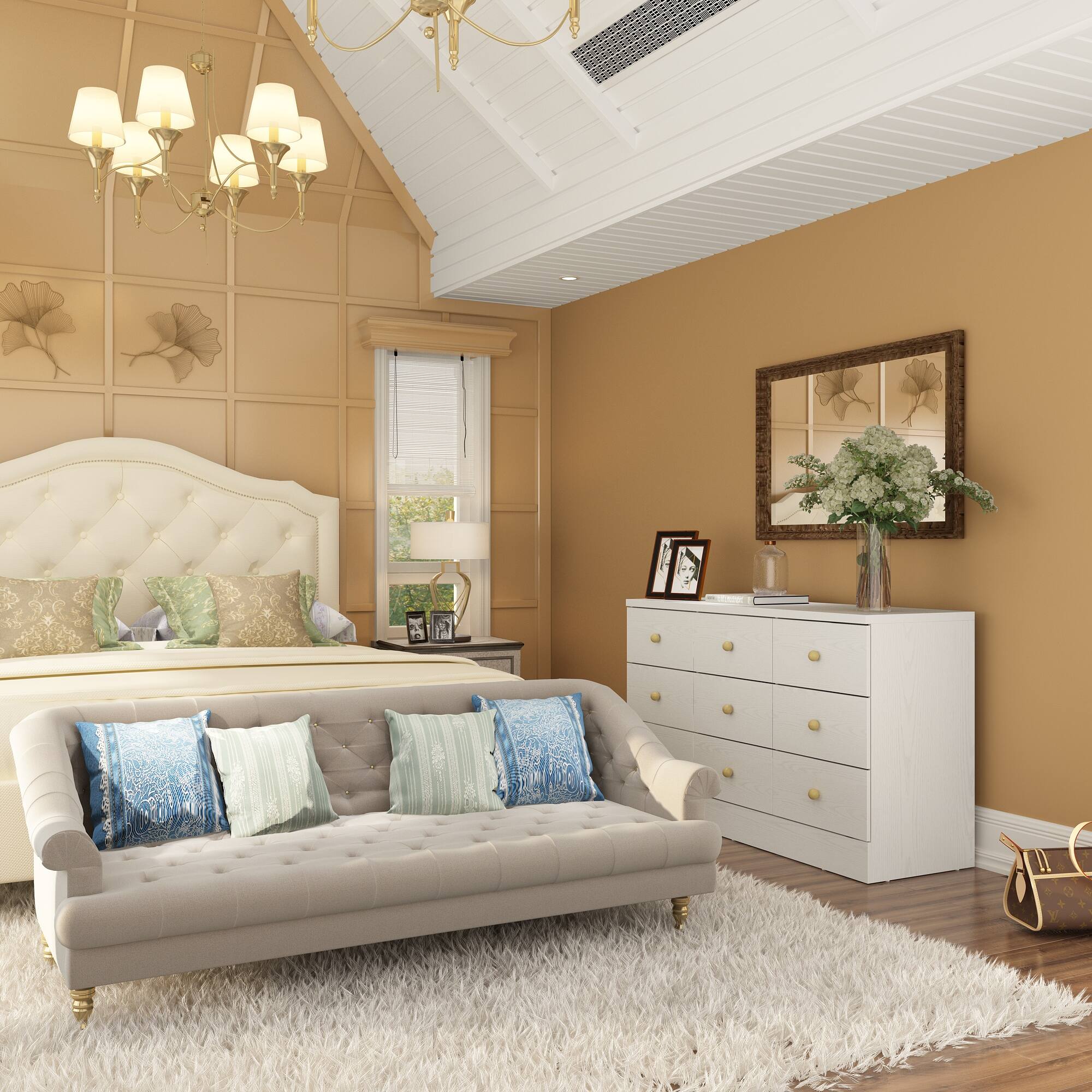 Alt View 7. Famapy - Famapy Horizontal Dresser with Anti - Tip Feature & Solid Wood Handles - White.