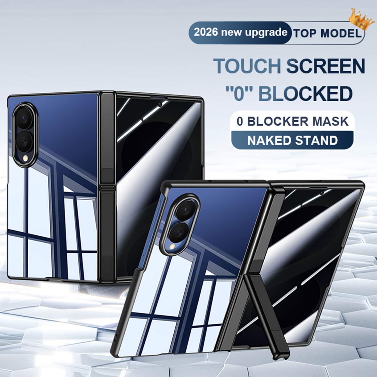 Dteck - For Samsung Galaxy Z Fold8 Clear Case Shockproof Fold Kickstand Hinge Protection Cover Built-in Screen Protector - Black(privcy film)