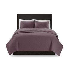 Front. Gracie Mills - Gracie Mills Sandy Reversible Cottage-Inspired Quilt Set - Purple.