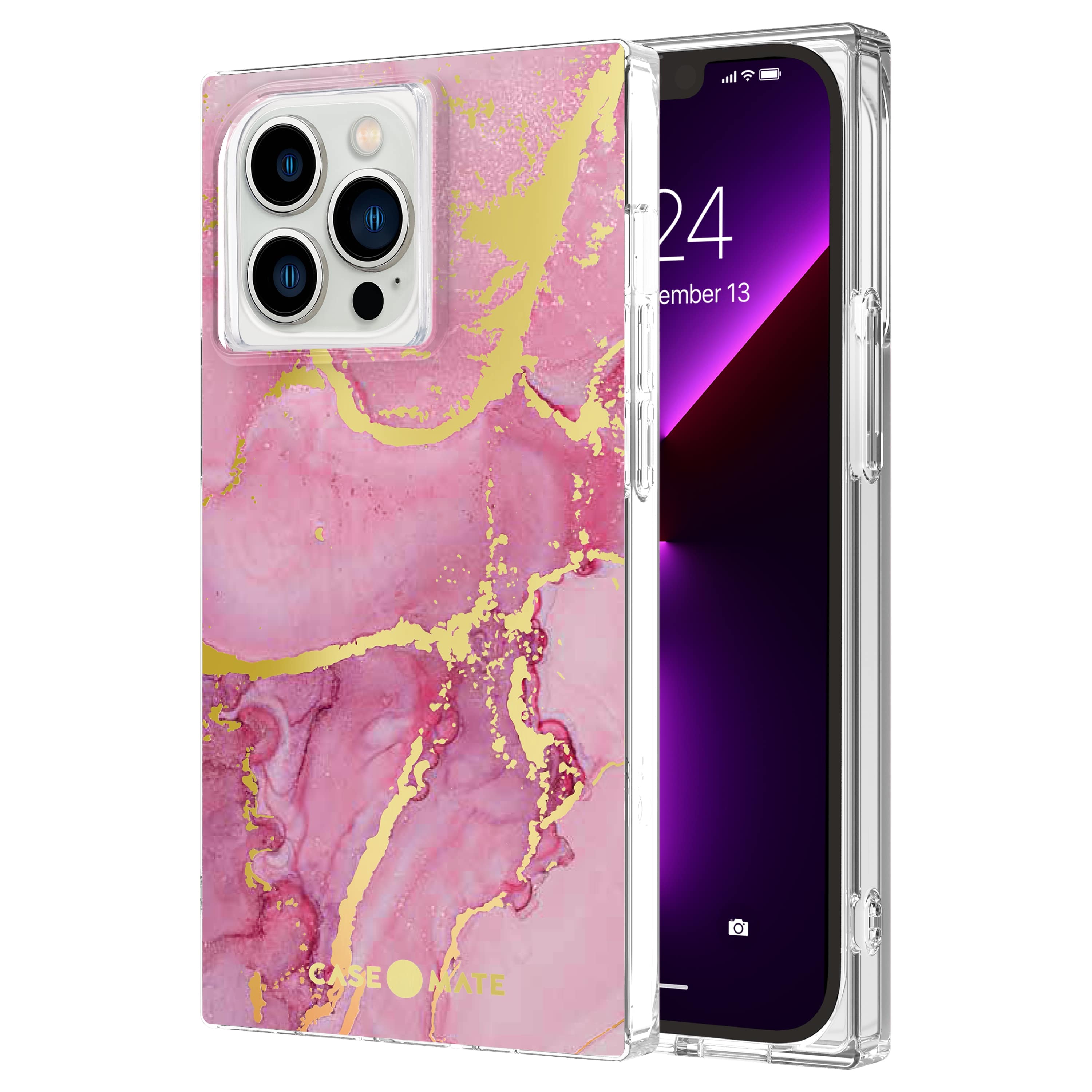 Alt View 1. Case-Mate - Blox Softshell Case for iPhone 13 Pro - Magenta Marble.