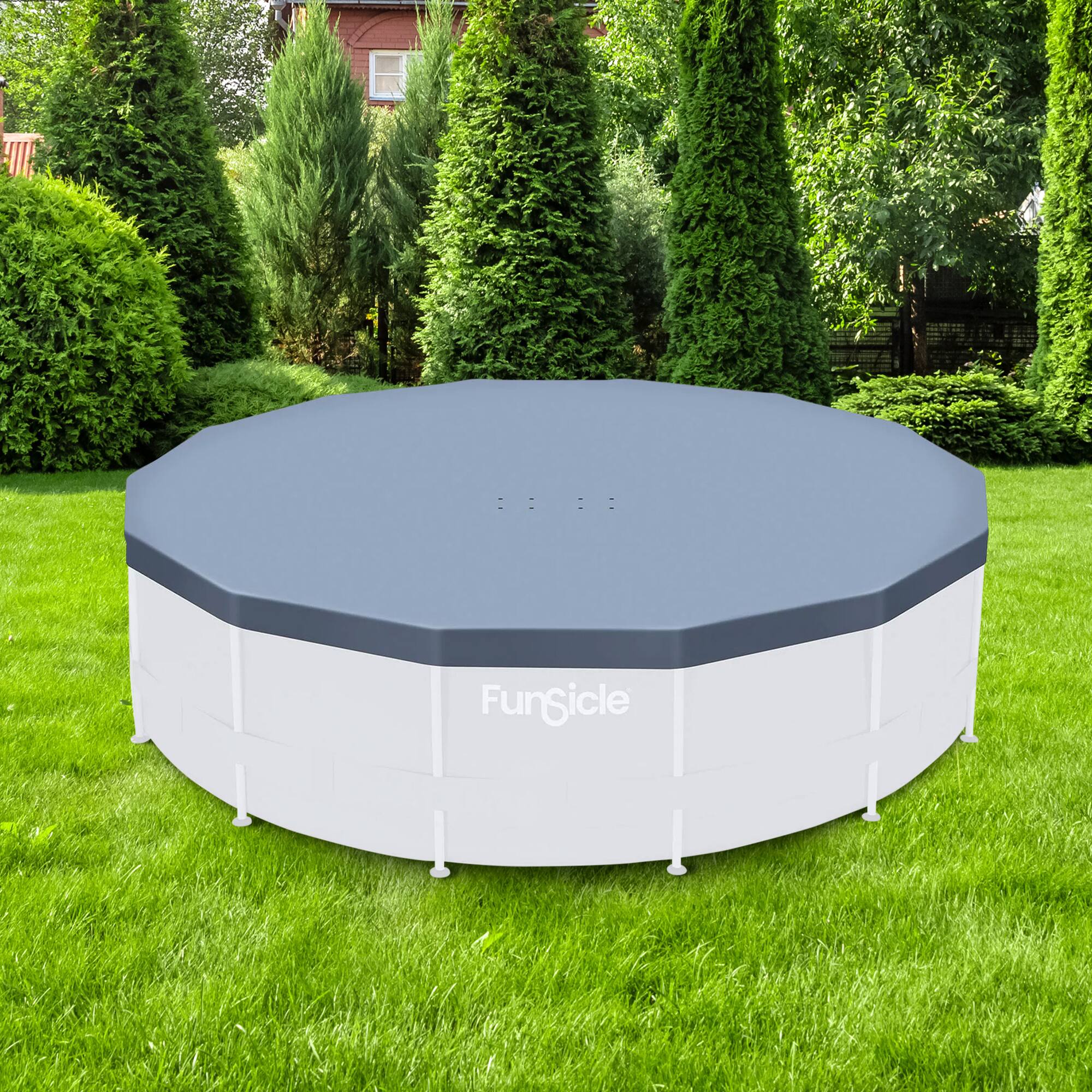 Alt View 1. Funsicle - Funsicle 14 Foot Durable Round Pool Cover for Oasis and Activity Pools, Gray.