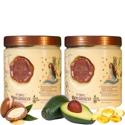 by Skin REVOLUTION
Origen Botánico
Natural Botanical Bomb Mask S.O.S. with Avocado Oil
REPAIRS DEEPLY, REDUCES HAIR LOSS AND ACCELERATES GROWTH
For damaged, chemically treated, dry, frizz-prone, brittle, split-end hair
400ml | 13.53 oz