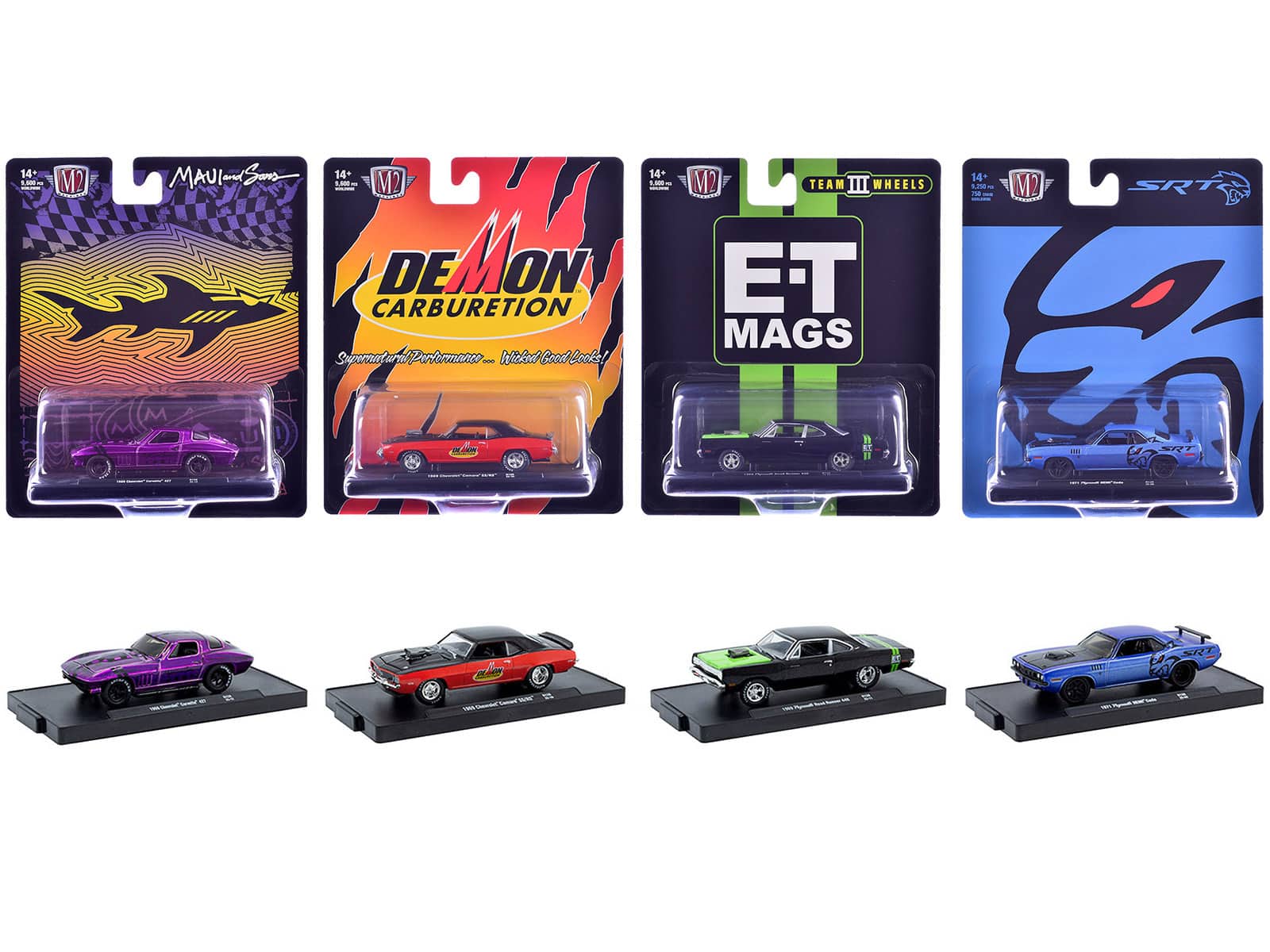 Auto-Drivers Set of 4 Blister Packs Release 128 Limited Edition 9600 pcs Worldwide 1/64 Diecast M2 Machines - Multi