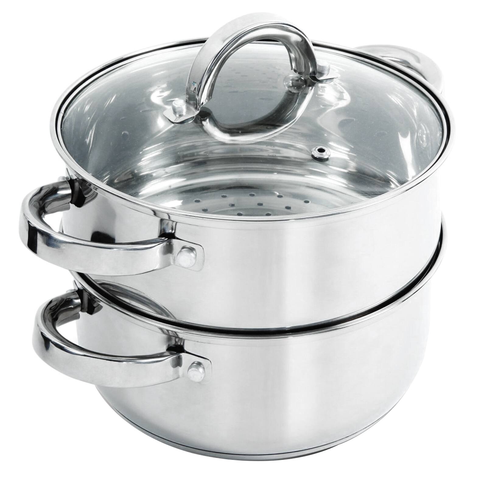 Alt View 1. Oster - Oster Hali 3 Piece Stainless Steel Steamer Set With Lid - Silver.