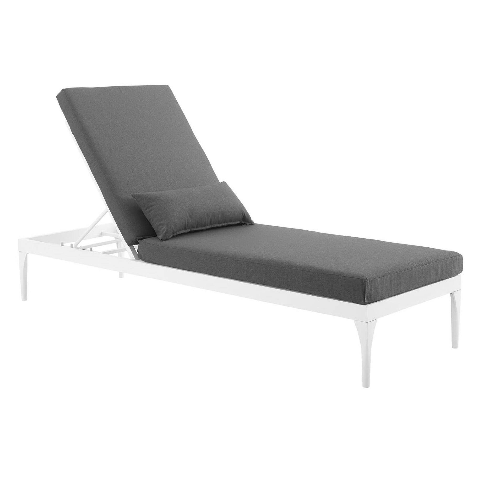 Angle. Modway - Perspective Cushion Outdoor Patio Chaise Lounge Chair by Modway - White Charcoal.