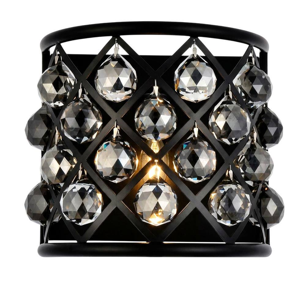 Front. Urban Classic - Madison 1 light Matte Black Wall Sconce Silver Shade (Grey) Royal Cut Crystal - Matte Black.