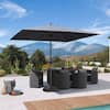 Front. PURPLE LEAF - 10 ft. Square Patio Market Umbrella with Base Outdoor Table Umbrella Aluminum Frame Sun Shade for Garden Deck Pool - Gray.