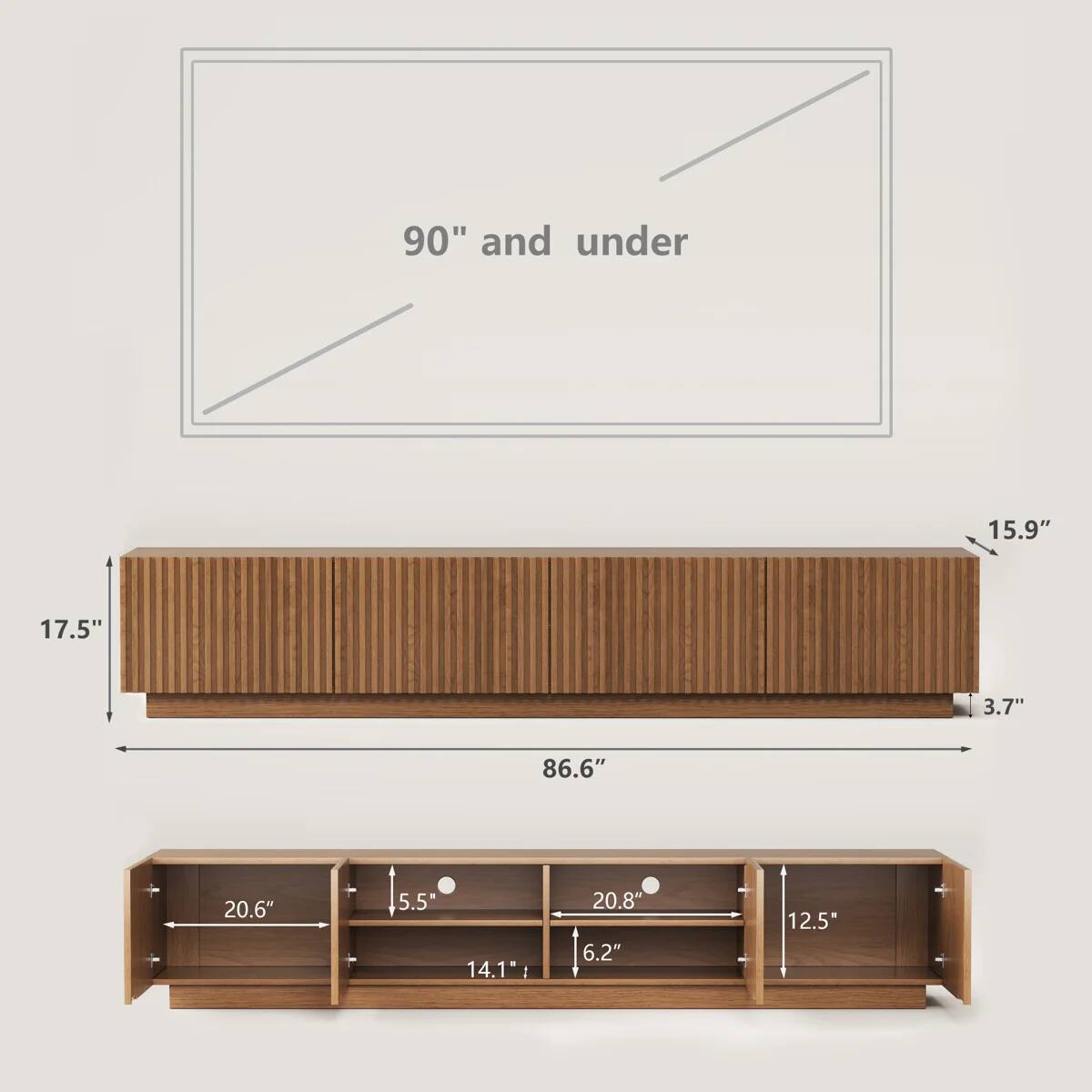 90" and under

15.9" 17.5" 3.7" 86.6" 20.6" 5.5" 14.1" 20.8" 6.2" 12.5"