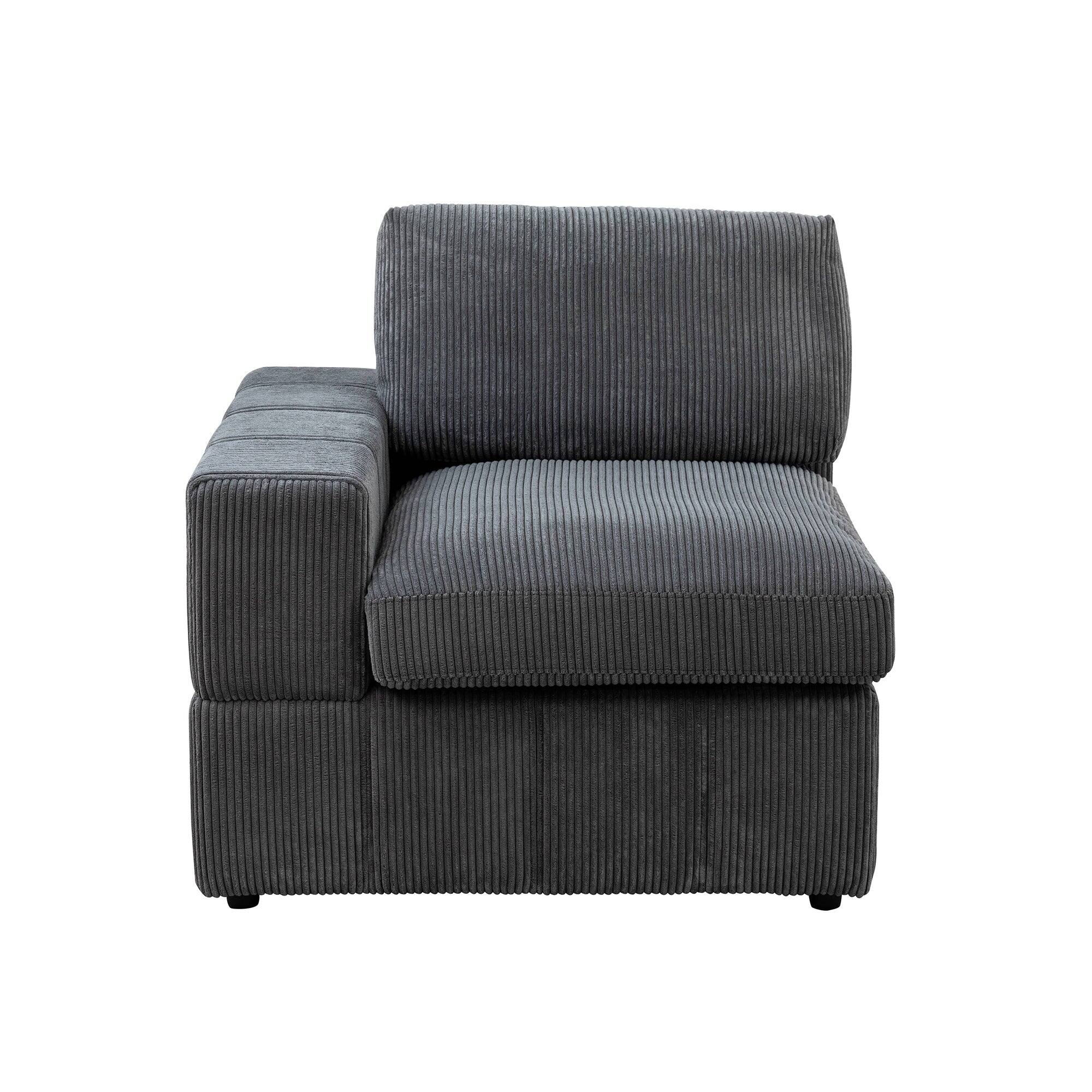 Alt View 4. Boyel Living - Living Room Corduroy Modular Sectional Sofa Large U Shaped 7 Piece Set with Storage Ottoman - Charcoal Gray.