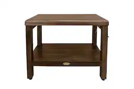 DecoTeak - Eleganto 24" Teak Wood Shower Bench with Shelf Finish - Woodland Brown