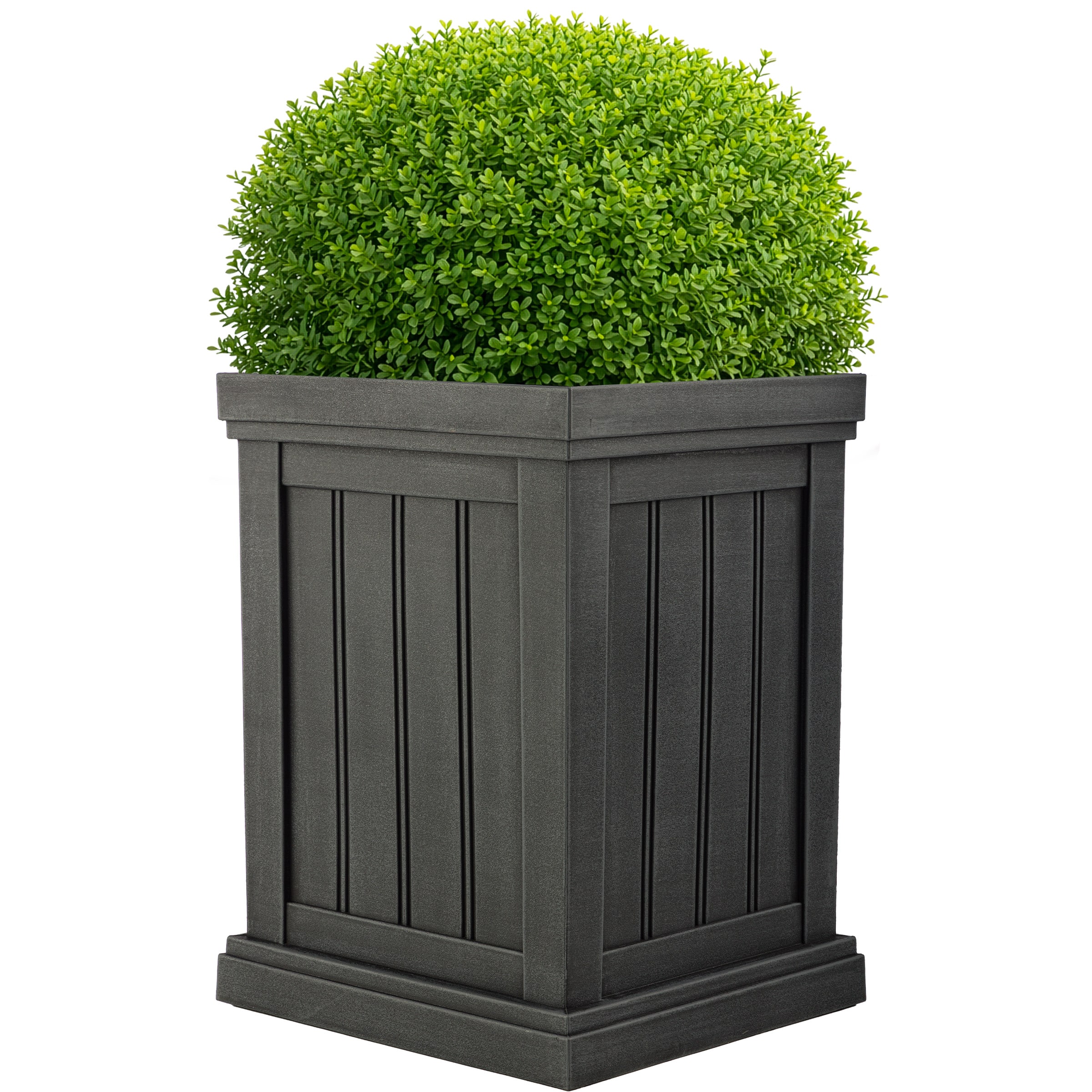 Pure Garden - Outdoor Planter Box 13.7” Square 19” Tall Plastic Plant Pot Flower Pots for Plants with Drainage Holes