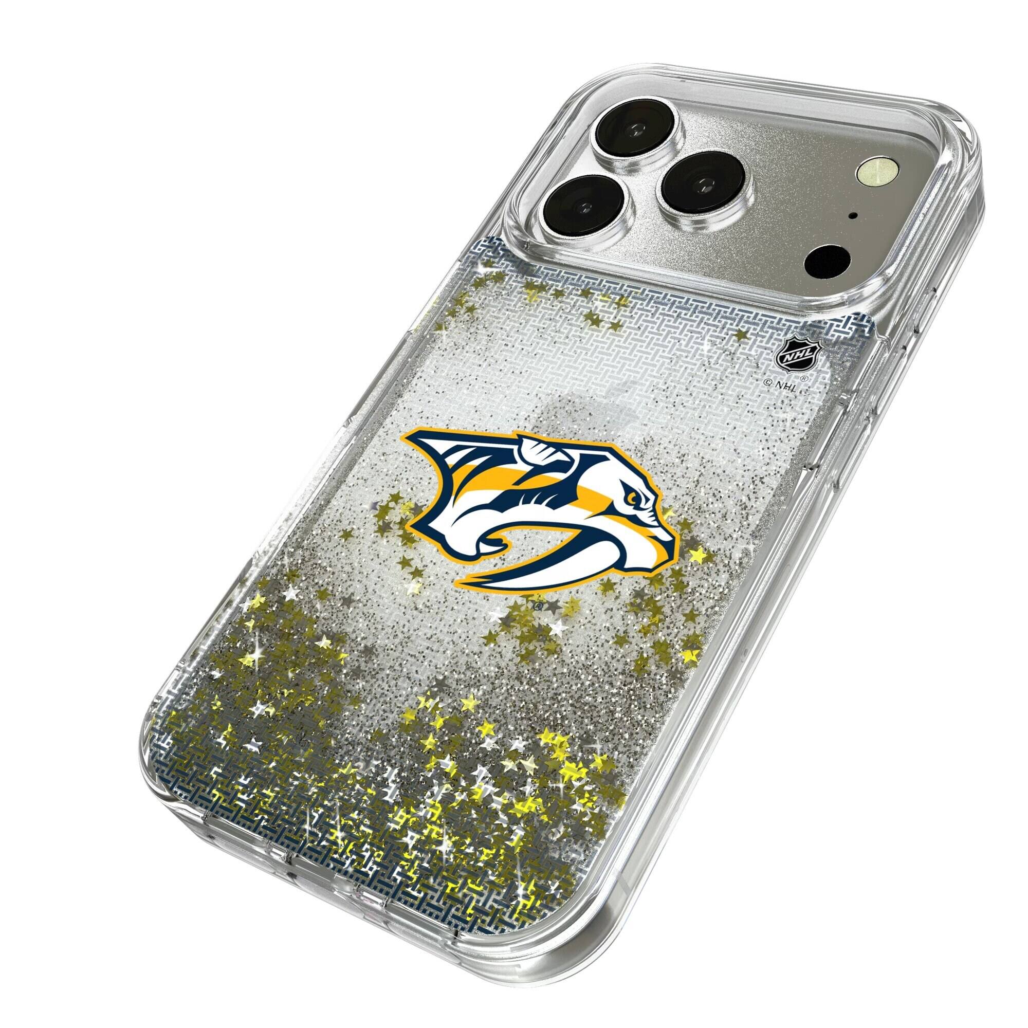 Alt View 1. Keyscaper - Nashville Predators Linen Logo iPhone Glitter Case - 14 Pro Max - Multicolor.