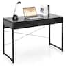 Costway - Metal Framed Computer Desk with 2 Drawers - Black