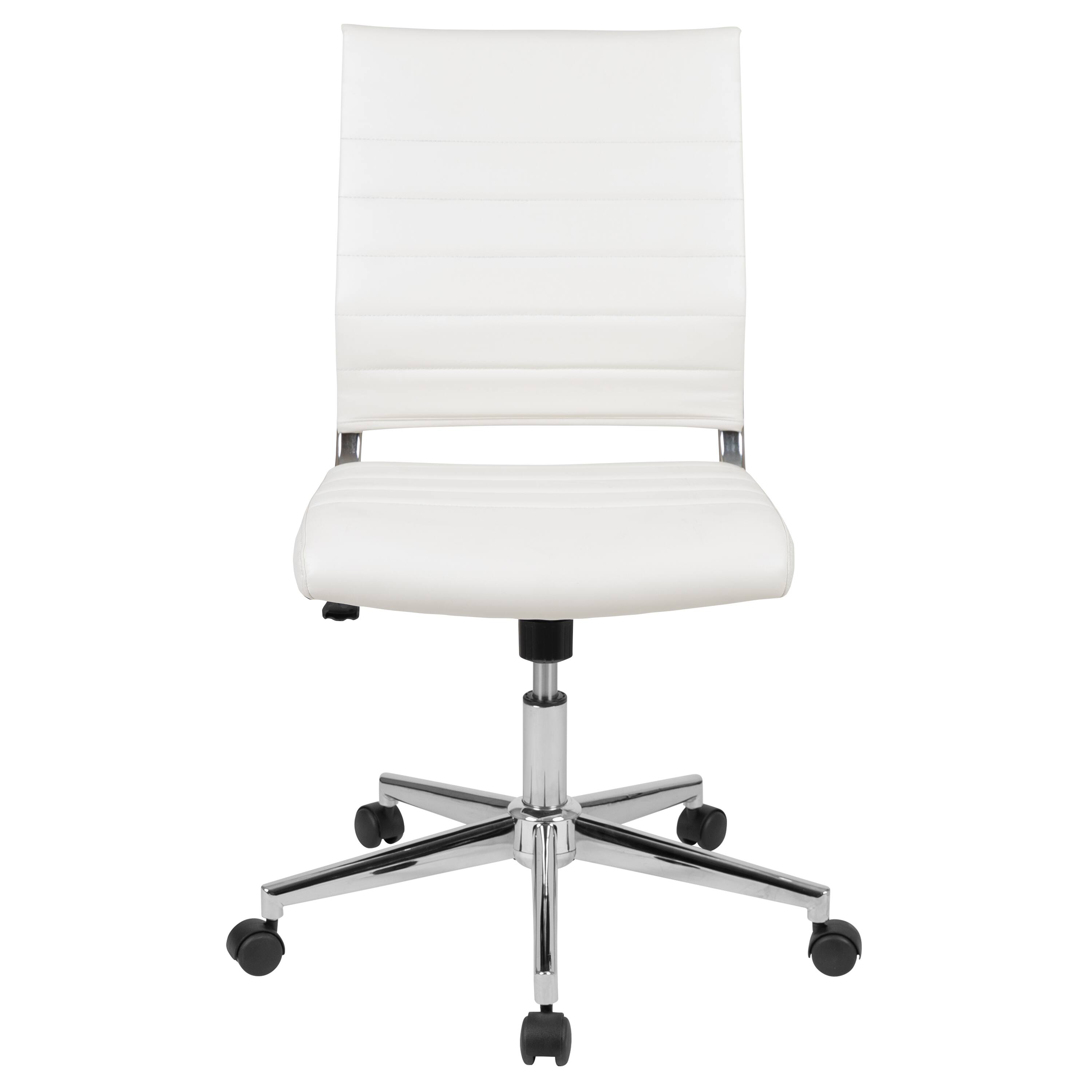 Alt View 7. Emma + Oliver - Mid-Back Armless LeatherSoft Ribbed Executive Swivel Office Chair - White.